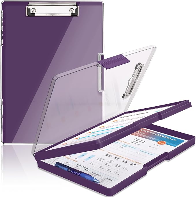 SFLHHDM Clipboard with Storage, Heavy Duty Clip Boards 8.5x11 with 2 Storage by SFLHHDM