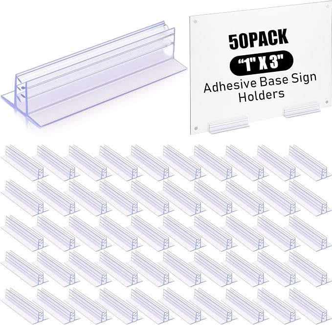 Fulmoon 50 Pcs Sign Holder, Adhesive Base Sign Holders Multiple Uses by Fulmoon