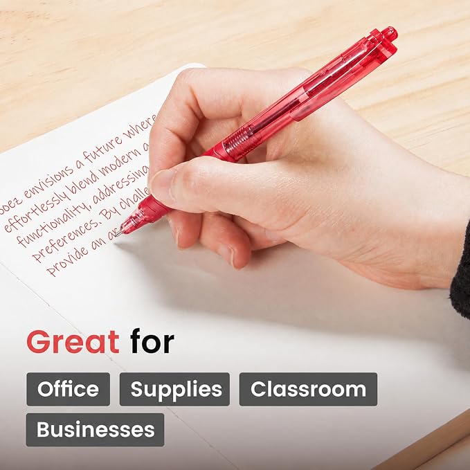 Sooez 24 Pack Bulk Pens Ballpoint, Retractable Red Ink Pens, Smooth Writing Pens - Image 6