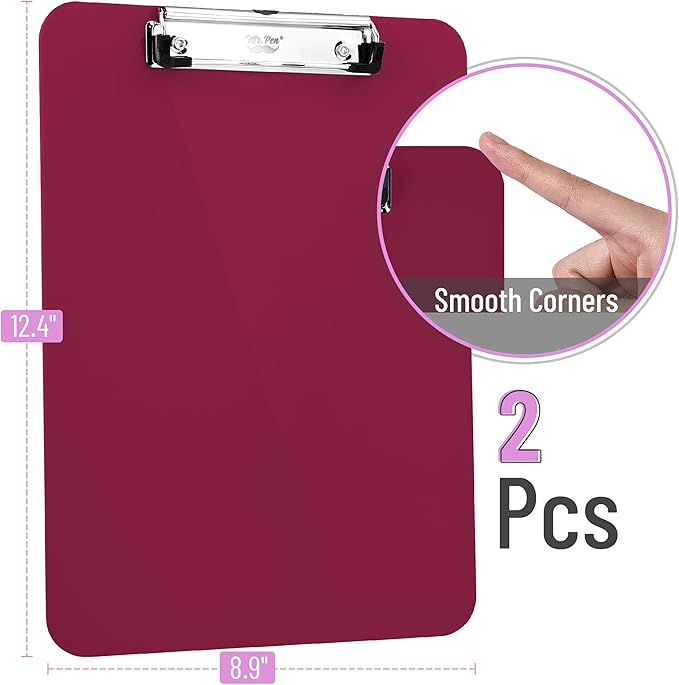 Mr. Pen- Plastic Clipboard, 12.5" x 9", 2 Pack, Clipboard Plastic | Low-Profile - Image 2