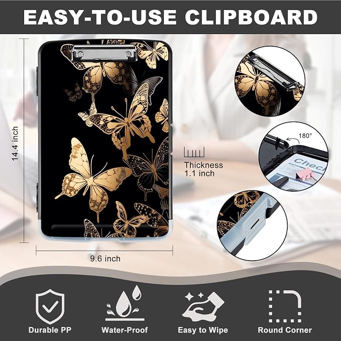 Clipboard with Storage, Heavy Duty Plastic Storage Clipboard with Low Profile - Image 2