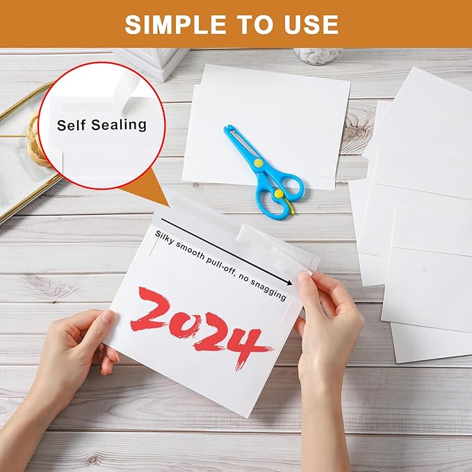 100 Packs Blank White Note Cards and Envelopes 4 x 6 Heavyweight Single Panel Cardstock and A4 Envelopes Printable Self Seal for Greeting Cards, Wedding Invitations, Baby Showers