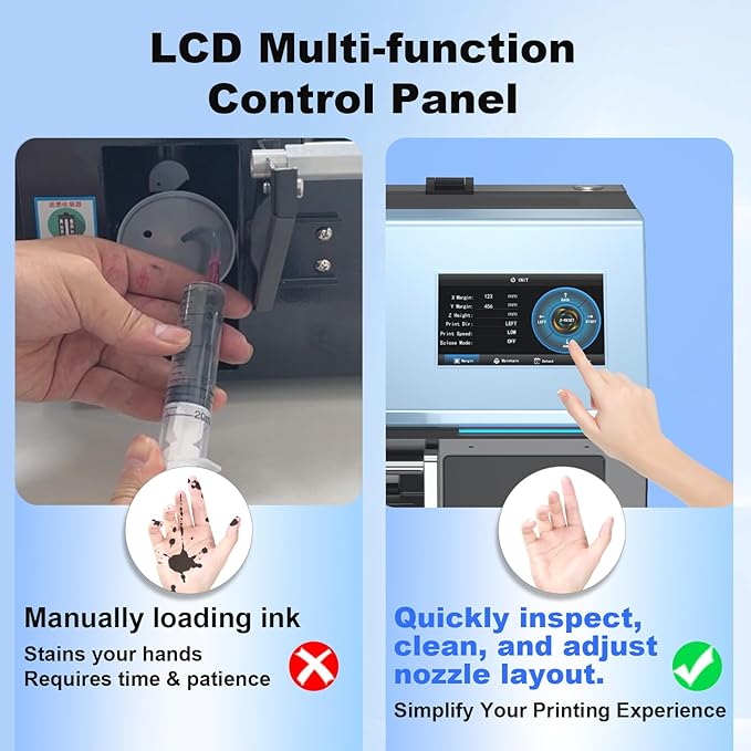 MZK A3 Plus DTF Printer XP600 Doubled-Speed,13+" DTF Film,Built-in Holiday Automatic Timed Cleaning Printhead,LED Multi-Function Fouch Screen,Film Cutter,White Ink Circulation,Gift Ink 2 Year-DeskLoop Office