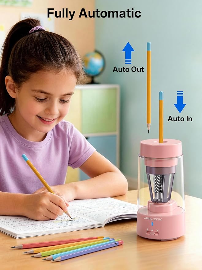 JARLINK Electric Pencil Sharpener, Fully Automatic Rechargeable Pencil Sharpener - Image 2