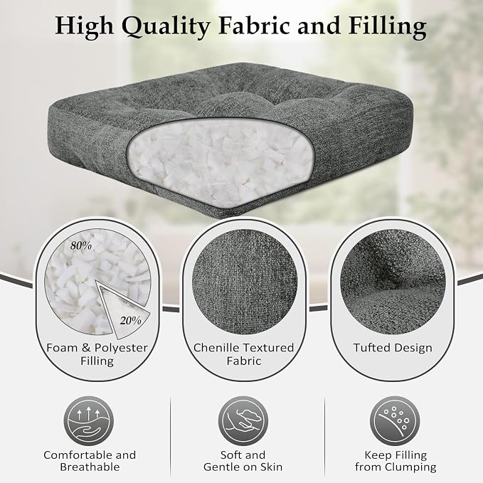 downluxe Chair Cushions for Dining Chairs 2 Pack, Tufted Indoor Chair Pads - Image 2