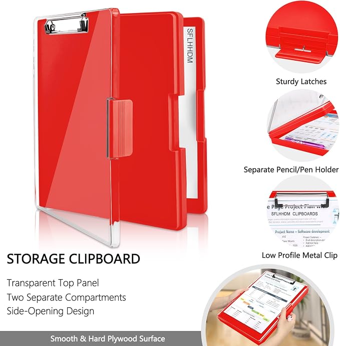 SFLHHDM Clipboard with Storage, Heavy Duty Clip Boards 8.5x11 with 2 Storage - Image 4