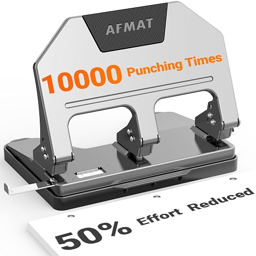 AFMAT 3 Hole Punch, 9/32" Hole Diameter, 40-Sheet 3 Hole Puncher by AFMAT