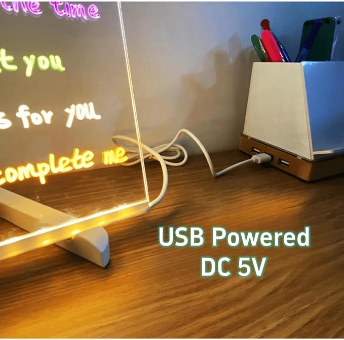 Led Note Board with Colors, 12” X 8” Acrylic Led Light Up Message Board - Image 5