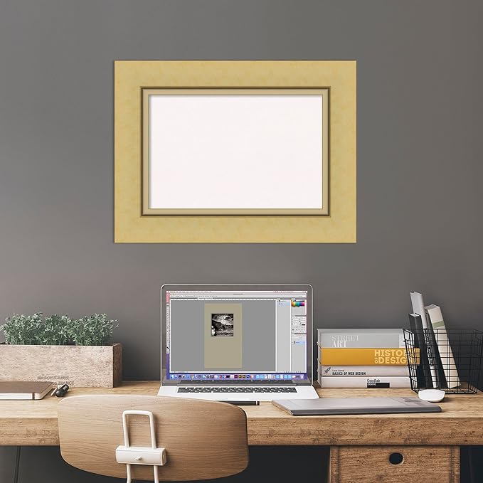 Amanti Art White Cork Board for Wall, 18x24 Vision Board with Gold Frame, Small Corkboard Office Decor for Home Organization, Casual Corkboard Pinboard to Display Items for Home Organization in-DeskLoop Office
