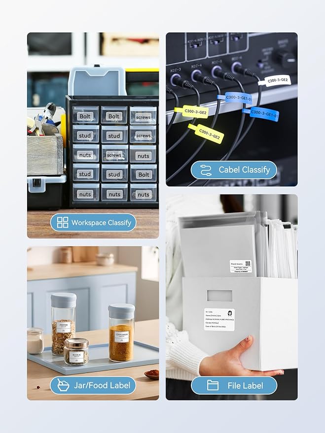 NIIMBOT B1 Label Maker, Bluetooth Portable Thermal Printer Machine with Large Waterproof Tape and Multiple Templates for Small Business,Office,Home,School, 2 Inch (Blue, 1 Printer+3 Roll Label)-DeskLoop Office