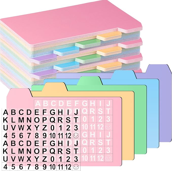 Harloon 50 Pack 3 x 5 Inch Index Card Dividers by Muasung