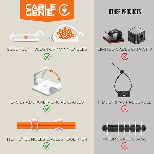 10-Pack Adjustable Elastic Adhesive Cable Clips, Wire Management Holder - Image 4