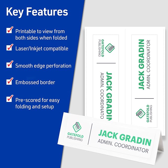 Avery Printable Tent Cards, 3.5" x 11", 50 Blank Place Cards - Image 2