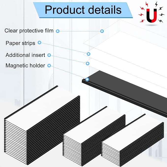 MotiMind 50 Pcs 6" x 2" Magnetic C Channel Label Holders - Image 4