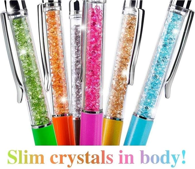 MengRan Cute Pens with Stylus Tip, 2 in 1 Black Ink Ballpoint Pens and Slim - Image 2