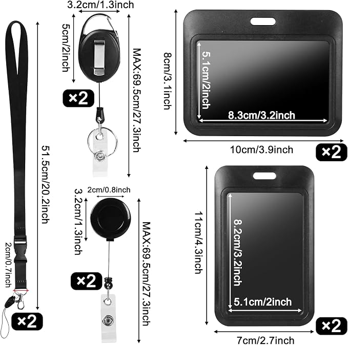 4Pack Badge Holders with Retractable 2Pcs Round &Oval Reels&Lanyards - Image 2