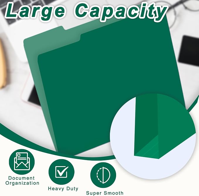 100 Packs File Folders, 1/3-Cut Tabs, File Folders Letter Size, 8.5x11 Inch - Image 7