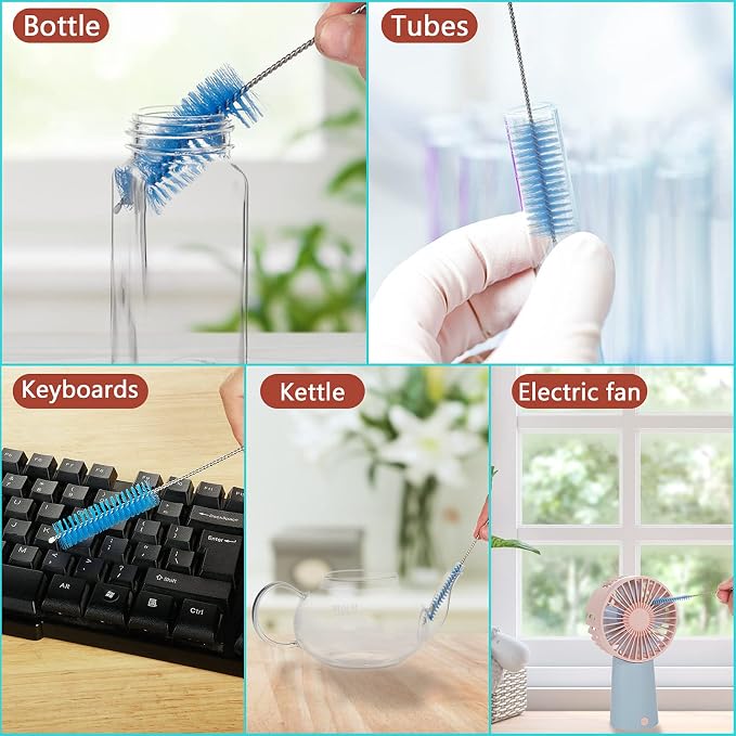 CiaraQ Bottle Cleaning Brushes, 8 Inch Nylon Tube Brush Set | Blue Cleaner - Image 7