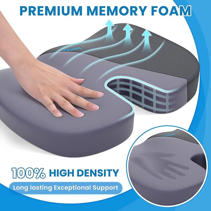 TushGuard Seat Cushion for Office Chair Memory Foam Non-Slip Cushion Back - Image 3