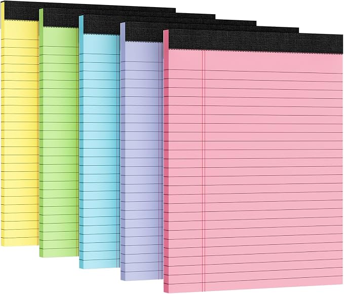 5pcs Legal Pads 8.5 x 11, Notepads 8.5 x 11 Inch, 30 Sheets/Pack, Color Note by Ciphyfee