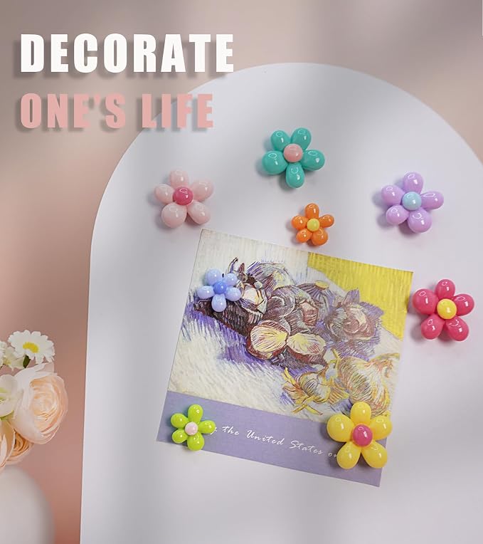 16 pcs - Cute Flower Magnet, Colorful Magnet, Suitable - Image 4