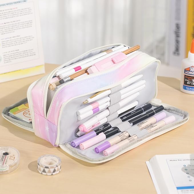 CICIMELON Large Capacity Pencil Case 3 Compartment Pouch Pen Bag - Image 6