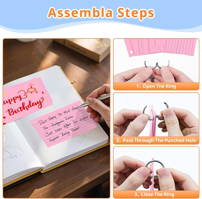 Index Cards 3x5 Inches, Punched Lined Study Card Ruled Flashcards Notecards - Image 6