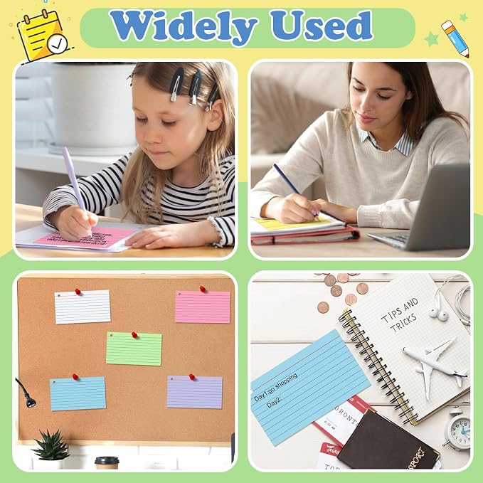 250 Count Colored Index Cards 3x5 Inch Heavyweight Flash Cards - Image 5