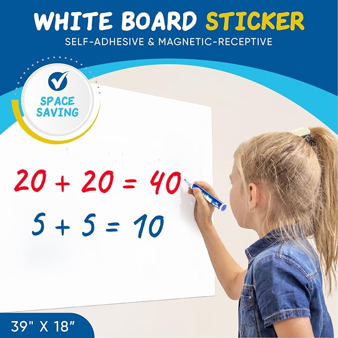 2-Pack, Adhesive & No Ghosting Magnetic Dry Erase White Board Sticker - Image 5
