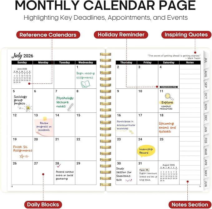 Planner 2026-2027, Academic Year Monthly and Weekly Calendar Planner, Jul 2026 - Image 2