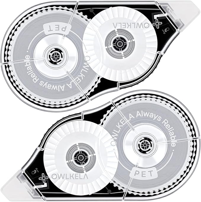 OWLKELA 2 Pack Plus Correction Tape, Tear-Resistant White Correction Tape by OWLKELA