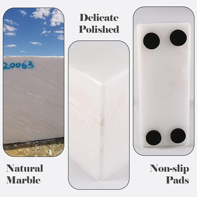 Karibiber Marble Bookend for Shelves, Non-Skid Bookends for Heavy Books - Image 3