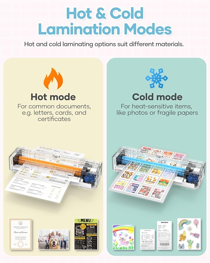 Kejector Laminator Machine, 9 Inch with 20 A4 Sheets Thermal and Cold Lamination Built in Cutter Quick Warm Up for Home Office School, White-DeskLoop Office