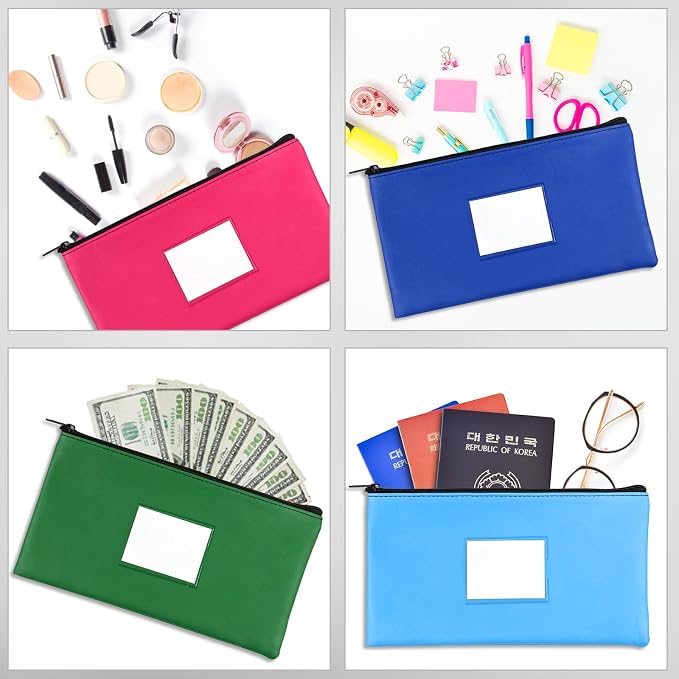 7Pieces Money Bags with Zipper, Money Pouch, PU Bank Deposit Bags, Bank Bag - Image 6