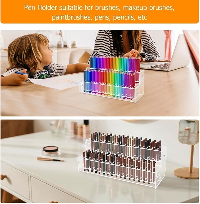2PCS 96-Slots Pen Display Stand, 2-Tier Acrylic Pen Holder - Image 5
