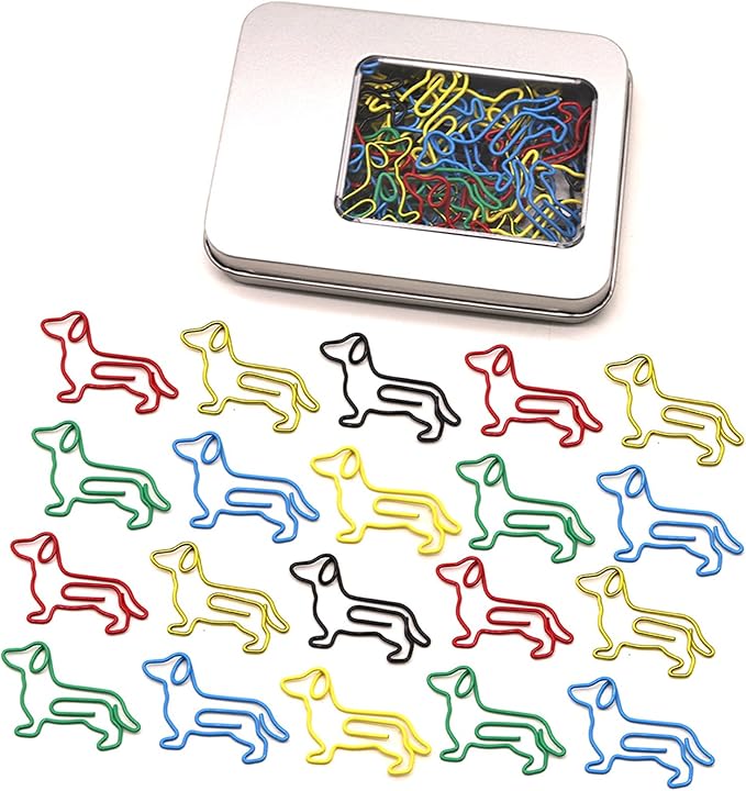 50 Pcs Dachshund Dog Paper Clips – Dachshund Office Supplies, Desk Accessories by NELJIBEHU