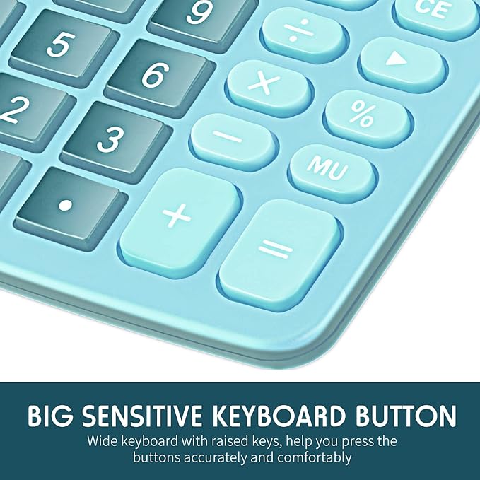 Konohan 8 Pieces 12-Digit Calculator, Solar Basic Desktop Calculator Large Display Electronic Dual Power Handheld for Home Office School(Blue)-DeskLoop Office