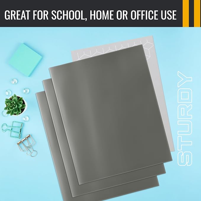 Better Office Products 2 Pocket Glossy Laminated Gray Paper Folders, Box of 25 - Image 5