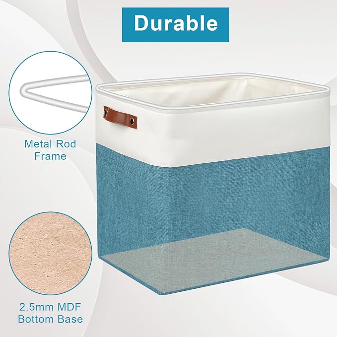 Bagnizer Large Fabric Storage Baskets | 50L Storage Bins, Decorative Linen - Image 4