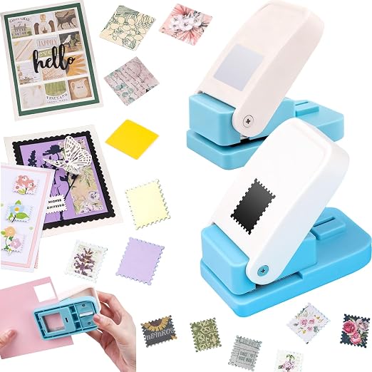 2Pcs Stamp Punches, 1x0.8 inch Rectangular Postage Stamp Shapes Puncher & 1" by CYFUNDESIGN