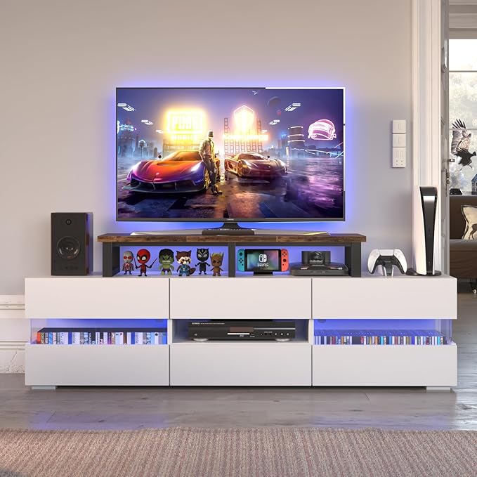 45" Large TV Riser for 32-60 inch TV, TV Riser Stand Shelf with Steel Legs,Tabletop TV Stand Riser for Home Office,Rustic Brown-DeskLoop Office