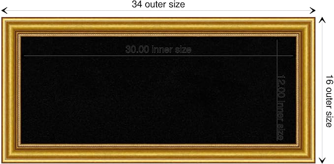 Amanti Art Black Cork Board for Wall, 16x34 Vision Board with Gold Wood Frame, Medium Corkboard Office Decor for Home Organization, Traditional Corkboard Pinboard to display items for home-DeskLoop Office