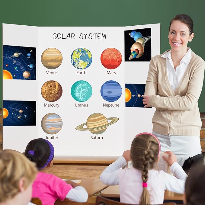 2 Pack 36" x 48" Trifold Poster Board for Presentation, White Corrugated Cardboard Large Tri Fold Poster Board for Science Fair, Office & School Projects, Photo Displays, Exhibitions Event-DeskLoop Office