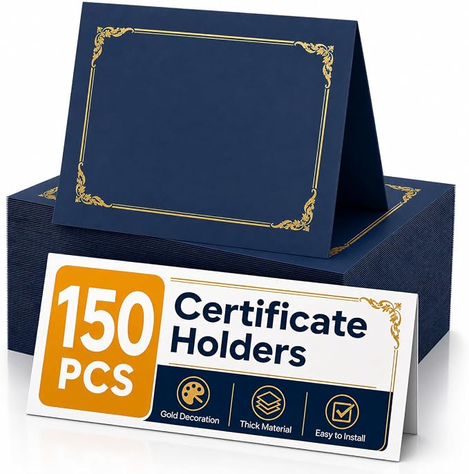 150 Packs Certificate Covers, 250gsm Navy Blue Diploma Holders by Unknown