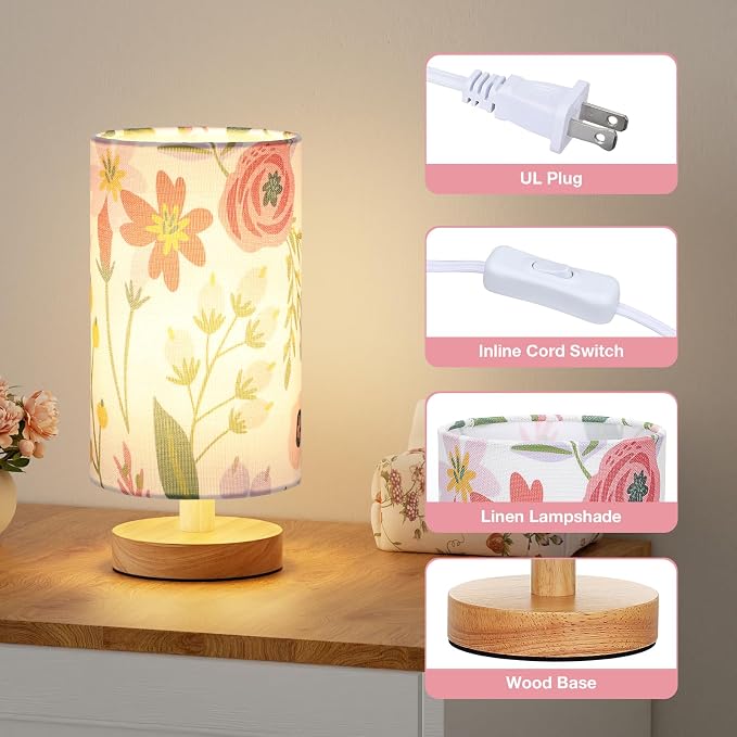 Fenmzee Floral Table Lamp for Bedroom - Image 2