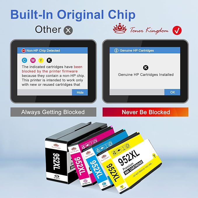 Toner Kingdom Ink Cartridges Remanufactured for HP 952 XL Ink Cartridge Combo Pack Work for HP OfficeJet 8702 OfficeJet Pro 7720 7740 8210 8710 8720 8730 8740 Series (4 Pack Black Cyan Yellow Magenta)-DeskLoop Office