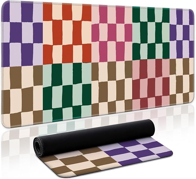 Aesthetic Desk Mat, Cute Checkered Pattern Desk Pad Protector by Zotia