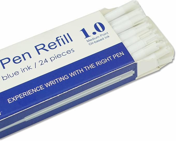 U-RIGHT 24 Pcs Ballpoint Pen Refills 1.0 mm Point Blue Ink - Image 3