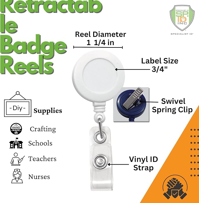 Bulk 25 Pack - Premium Retractable Badge Reels - Image 2