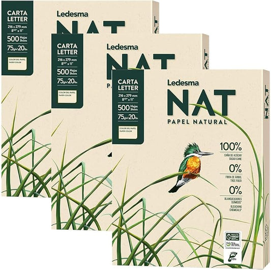 Letter Size (8.5"x11") Natural Sugarcane Pulp Printer Paper, For All Office And Photocopy Printers, Designs, Crafts (3 Reams (1500 Sheets))-DeskLoop Office